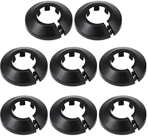 sourcing map 25mm Pipe Cover Decoration PP Plastic Water Pipe Escutcheon Black 4pcs