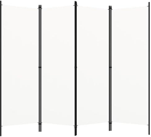 vidaXL Raumteiler Klappbar Freistehend Trennwand Paravent Umkleide Sichtschutz Spanische Wand Raumtrenner 4-TLG. Weiß 200x180cm Eisen Stoff