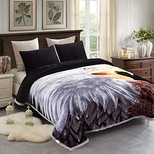 JML Fleece Blanket King Size 85 x93, Plush Korean Style Mink Blanket - 10 Pounds, 2 Ply A&B Printed, Silky Soft and Warm Raschel Bed Blanket, Eagle/Tiger