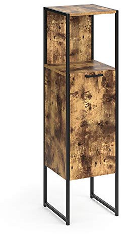 Vicco Midischrank Fyrk, Badmöbel, Eiche rustikal/Schwarz, 33 x 120.4 cm