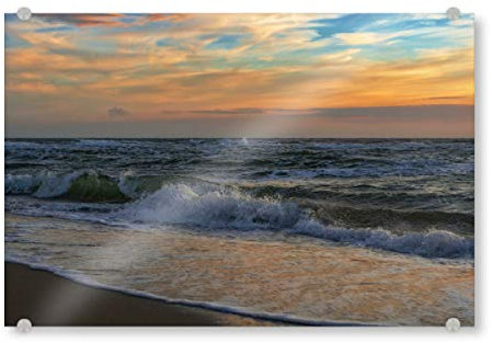 artboxONE Acrylglasbild 45x30 cm Natur Abends am Meer - Bild Sonnenuntergang Insel texel Landscape