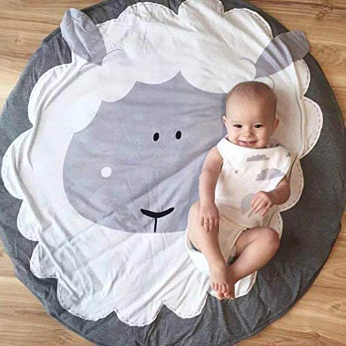 KIKOM Baby Krabbeldecke Cartoon Tier Baby Spielmatte Spieldecke Baumwolle Weiche Schlafteppich für Baby Kinder 90CM (Schaf)