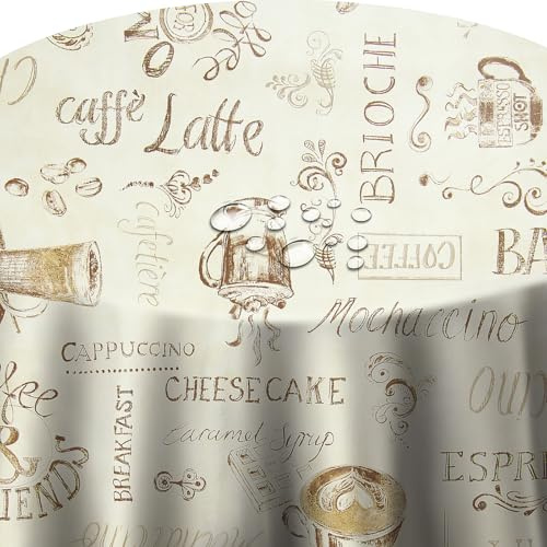 Wachstuch Wachstischdecke Tischdecke Farbe und Größe wählabar Cafe Bar Beige Rund 130 cm abwaschbar Gartentischdecke