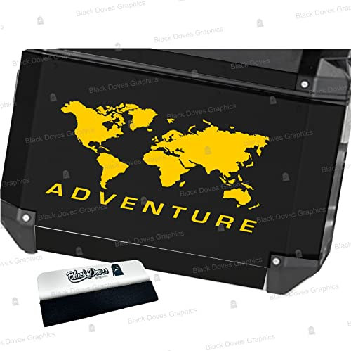 2 Stück Aufkleber World Adventure Universal für verschiedene Kofferarten (gelb)