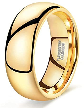 Zakk Ring Damen Herren 2mm 4mm 6mm 8mm Gelbgold Wolfram Poliert Schmal Ringe Verlobungsringe Ehering Hochzeitsband (8mm, 75 (23.9))