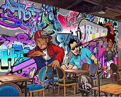 Fashion Wallpapers Hip Hop Rock Music Bar KTV Wall Graffiti Hip-Hop Music Wallpaper Custom 3D Dance Studio Mural-150cmx105cm(59.1x41.3inch)
