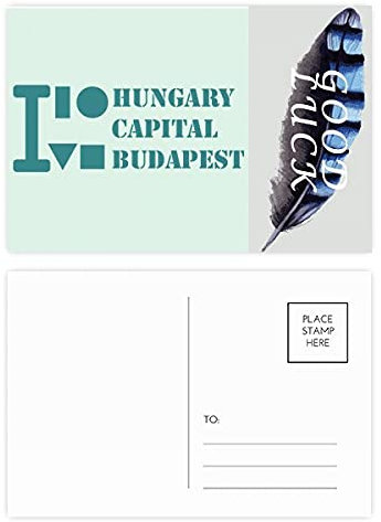 Postkarten-Set, Motiv: Ungarnische Hauptstadt, Budapest, Art-Deco, modische Glückspfeder, 20 Stück