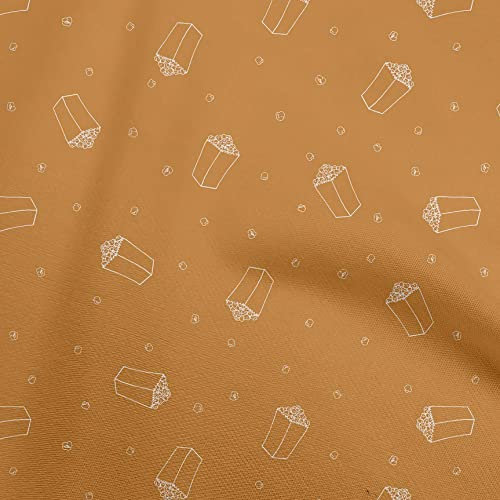 oneOone Orangefarbener Baumwoll Flex Stoff, Retro Popcorn Bastelprojekte, Dekostoff, Bedruckte Meterware, 40 Zoll Breit