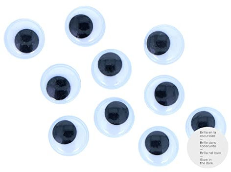 INNSPIRO Ojos móviles fosforescente autoadhesivos 15mm. 16u., ideal para manualidades con niños, decoraciones y actividades creativas