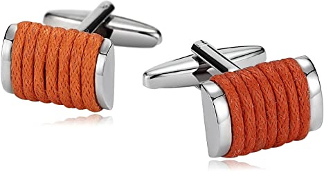 Skcess Hemd Manschettenknöpfe Herren Orange, Manschettenknöpfe Herren Rechteck Eingewickeltes Tuch Geschenke für Herren Und Damen
