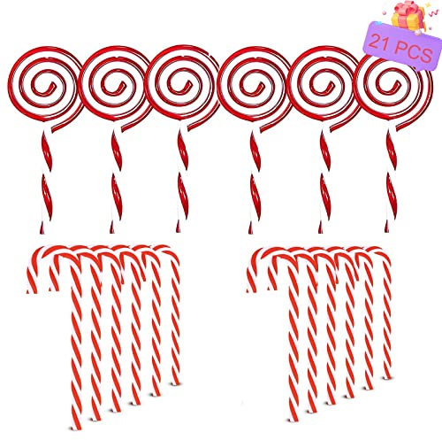 YY-JUNYING 21 Pcs Candy Cane Decorations - Red and White Christmas Decorations for Tree