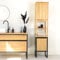 wohnfreuden Hochschrank 180 cm Teakholz Bad-Schrank