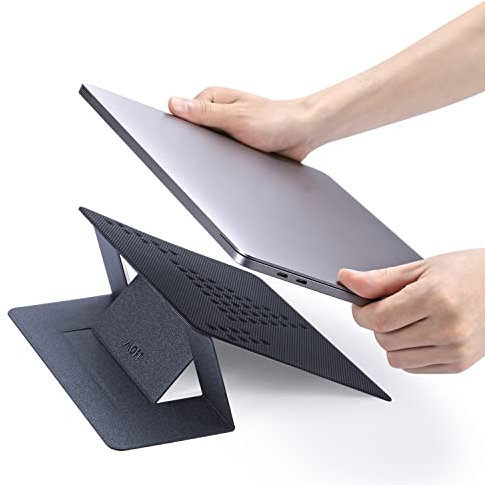 MOFT Laptop Stand for Desk, Non-Adhesive Laptop Stand with 2 Adjustable Viewing Angles, Foldable and Portable Universal Compatible with 7-11 Tablets & 11-14 Laptops, Space Grey