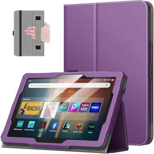 MoKo Case Fits All-New Amazon Kindle Fire HD 8 & 8 Plus Tablet (12th Generation/10th Generation, 2024/2022/2020 Release) 8,Slim Folding Stand Cover with Auto Wake/Sleep, Purple