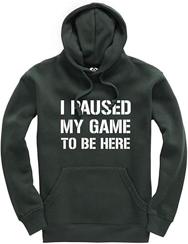 New Spirit Original I Paused My Game to Be Here Gaming Gamer Unisex Kids Boys Girls Hoodie Gaming Jumper 9/11 Forest Green