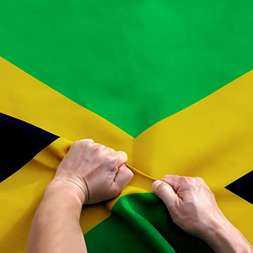 Anley Bandera de Jamaica de 3 Capas de Doble Cara a Prueba de desgarros, 3 x 5 pies, cabecera de Lona y Resistente a Las Arrugas, Las Banderas Nacionales de Jamaica de Mayor duración, 3 x 5 pies