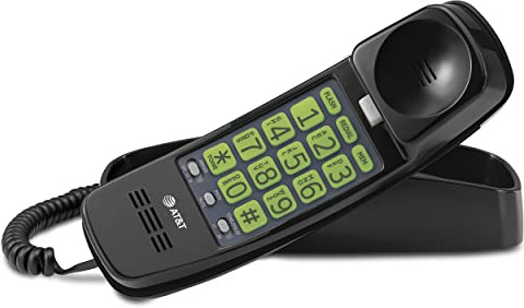 AT&T TRIMLINE 213-11 Corded Phone with Extra Big Buttons - Senior Friendly Landline Phone, Visual Ringer, Lighted Keypad, Wall Mount, No AC Power Needed, Black