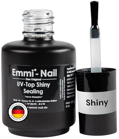 Emmi Nail UV/LED-Top Shiny Sealing | Versiegelungsgel für Gelnägel mit edlem Glanzeffekt | Top Coat Gel UV | Mittelviskoses Abschlussgel | Kein Cleaner nötig | Langanhaltender Hochglanz | 15ml