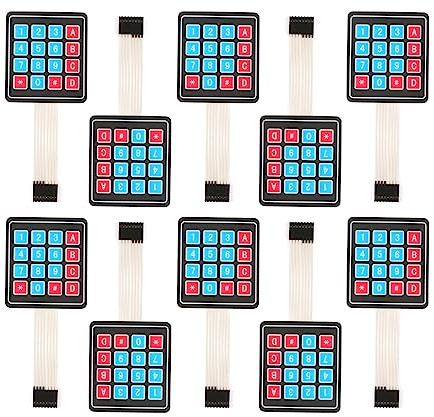 JESSINIE 10 Stück 4 x 4 Matrix Array Membranschalter 76,9 x 76,9 mm Tastatur Tastatur 16 Tasten Matrix Array Membranschalter Mikrocontroller Erweiterte Tastatur 8 Pin Dupont für Arduino