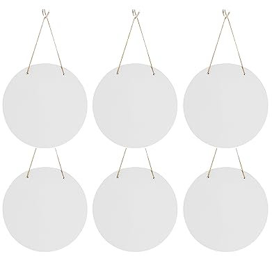 PYD Life 6 Pack 10 Round Sublimation Door Hanger Blanks White Hardboard MDF Wood Blanks Wall Hanging for Cricut Autopress Heat Press Machine Printing