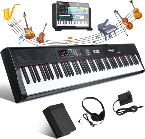 Fesley 88-Key Digital Piano: Portable Electric Keyboard with 900 Tones, 700 Rhythms and 110 Demo Songs, Bluetooth and USB Connectivity