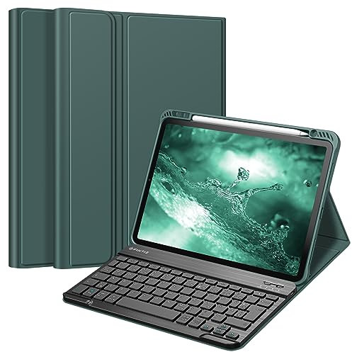 FINTIE Tastatur Hülle für iPad Pro 11 2022 (4. Generation)/ iPad Pro 11 2021(3. Generation)/ 2020/2018, Keyboard case mit magnetisch Abnehmbarer Deutscher Tastatur mit QWERTZ Layout, Dunkelgrün