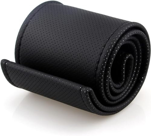 DIY Lenkradhüllen Lenkradbezug Lenkrad Abdeckung Lenkradschutz Lenkradschoner aus Mikrofaser Leder mit Nadel und Faden Anti Rutsch(Schwarz)