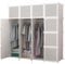 XOKOTAKI Regalsystem, Modulregal, Modularer Kleiderschrank, Kleiderorganizer für Zuhause, Aufbewahrungsregal für Schlafzimmer, 16 Module, 2 Stangen, 140 x 140 cm, Weiße Farbe