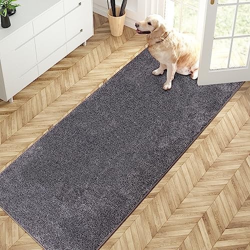 PURRUGS Dirt Trapping Door Mat 80 x 178 cm, Non-Slip Machine Washable Entryway Rug, Dog Door Mat, Super Absorbent Entry Rug for Front Door, Back Door, Muddy Shoes and Paws, Light Grey-Dark Grey