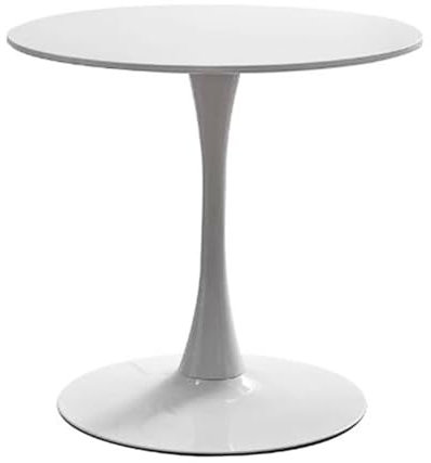 HFFAIWM Modern Runden Weißer Top-Tisch Einfach Freizeit Esstisch Nordisch Kaffetisch Milchtee Verhandeln Tisch Tulpe Balkon Kleiner Runder Tisch Und Stühle(Size:90cm,Color:Weiß)