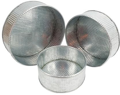 Oberle Set von 3 Zinkwannen Rund - Frühjahr - Balkon - Garten - Kräuter - Blumen - für den Außenbereich - Silber - rund - 3-teilig