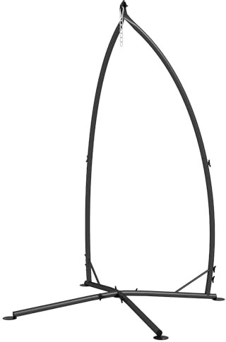 Outsunny Hammock Chair Stand, Hanging Heavy Duty Metal Hammock Stand with Chain, for Hanging Hammock Air Porch Swing Chair, Egg Cahir, Indoor & Outdoor Use, Black