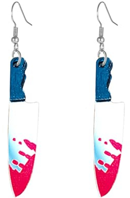 JNAWA Bloody Knife Dangle Earrings Halloween Party Supplies Scary Drop Dangle Earrings Halloween Costume Party Gift for Women Girls