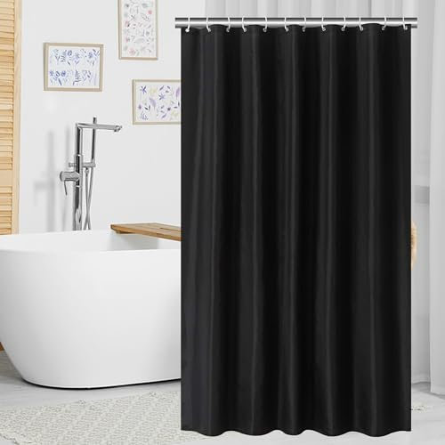 SidMing Tenda Doccia Antimuffa con Anelli, Tenda Vasca Da Bagno Impermeabile, Lavabile In Lavatrice, Superficie Liscia, 180 X 200 cm (Nero)