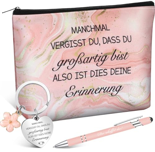 Otuuz Dankesgeschenk Inspirierende Geschenke für Kollegen Erzieherin Abschluss Geschenk Schlüsselanhänger Kosmetiktasche Kugelschreiber für Erntedankfest