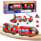 Eisenbahn elektrische lok Holzeisenbahn Zug, Batteriebetriebener Lokomotivzug, Zug Spielzeug für Kleinkinder 3 4 5 Jahre alte Kinder, Leistungsstarker Motorzug Kompatibel mit Thomas, Brio, Chuggington