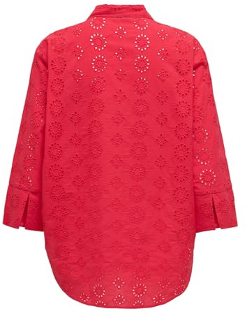 JDY Damen Bluse | Baumwolle | Regular Fit | Polokragen | 3-4 Ärmel | unifarben | atmungsaktiv | Knopf | Basic-Style | ideal für Casualmode