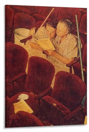 blnuls Charwomen in Theater von Norman Rockwell, Kunstdrucke, Poster, Leinwandkunst, Wandkunst, Bild, Druck, moderne Familiendekoration, Poster, 30 x 45 cm