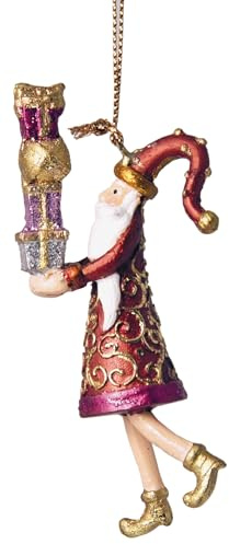 Kleiner Gabenträger Wichtel Weihnachtsmann mit Geschenken mini Weihnachten Deko Hänger Christbaumschmuck 8cm (rot-Gold mit kurzem Gewand und Geschenken)