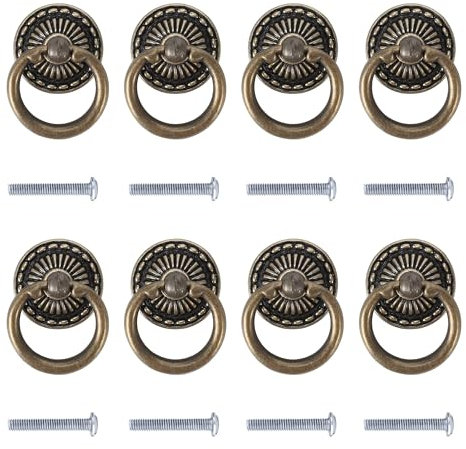 HXSYKJDM 8 Stück Schrankknöpfe Vintage, Antike Bronzefarbene Schrankknöpfe, 33mm Möbelgriffe Vintage, Schrankgriffe Rund für Kommode Schrank Möbel