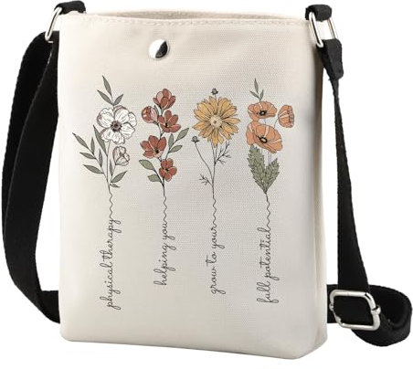 TSOTMO Umhängetasche für Physiotherapeuten, Therapeuten, Jugendliche, Geschenk für Physiotherapeuten, Abschlussgeschenk, Vier Blumen CR, modisch