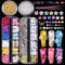 GZMAYUEN 3D Blume Nagel Charms und Strasssteine nägel, Bunte Acryl Blume Charms für Nails Design,4 Boxen Nail Art Strass und Flatback Perle Nagel Charms,Silber Gold Kaviar Perlen