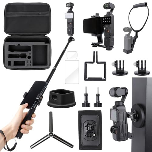 Accessory Kit for DJI Osmo Pocket 3, Magnetic Mount,Selfie Stick,Tripod,Phone Holder,Neck Mount,Backpack Clip Mount,Carrying Case,Desktop Mount for DJI Pocket 3 Creator Combo