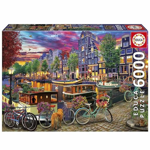 Educa - 6000 Piece Puzzle for Adults | Cycling in Amsterdam. Includes Missing Piece Service. Measurements: 156 x 107 cm. from 14 Years Old (20330)