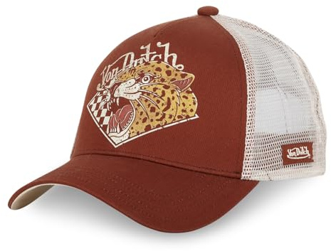 Von Dutch Kappe für Damen & Herren, verstellbar, Trucker-Kappe Guepard, Braun/Beige/Orange, One size