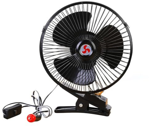 Bamberg Ventilatore Oscillante per Auto, Ventola Elettrica Portatile Miniaturizzata per Veicoli 12V, Nero