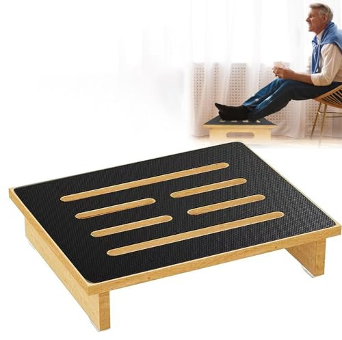 Tabouret marchepied en bois pour adultes et personnes âgées avec revêtement en caoutchouc antidérapant, repose-pieds en bois, tabouret à une marche Peut être utilisé à l'intérieur et à l'extérieur pou