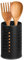 TIENDA EURASIA – Pack 2 Porta Utensilios de Cocina | Material Acero Inoxidable | Color Negro | Bote Utensilios Cocina | Utensilios de Cocina | Medidas 12x18 cm y 10x16.5 cm (Negro)