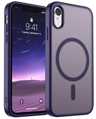 SUPFINE Magnetic for iPhone XR Phone Case(Compatible with MagSafe)(Military Grade Drop Protection) Slim Translucent Matte Shockproof with Anti-Fingerprint Phone Case,Dark Purple
