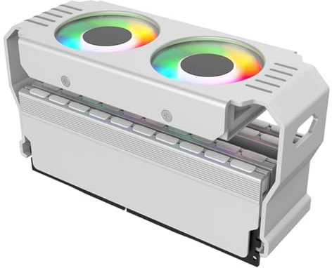 Sirxlevcy PC Case RAM Memory Module ARGB Cooler DDR3 to DDR5 5V 3Pin PWM 4Pin Light Sync 120mm Dual Fans Cooling Radiator White
